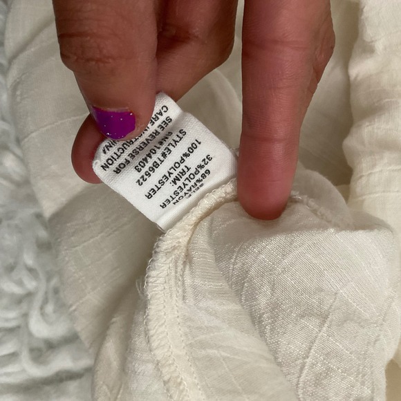 MINE Crochet Lace Neck High Neck Sleeveless Cream Tank Top Shirt M - Picture 7 of 7